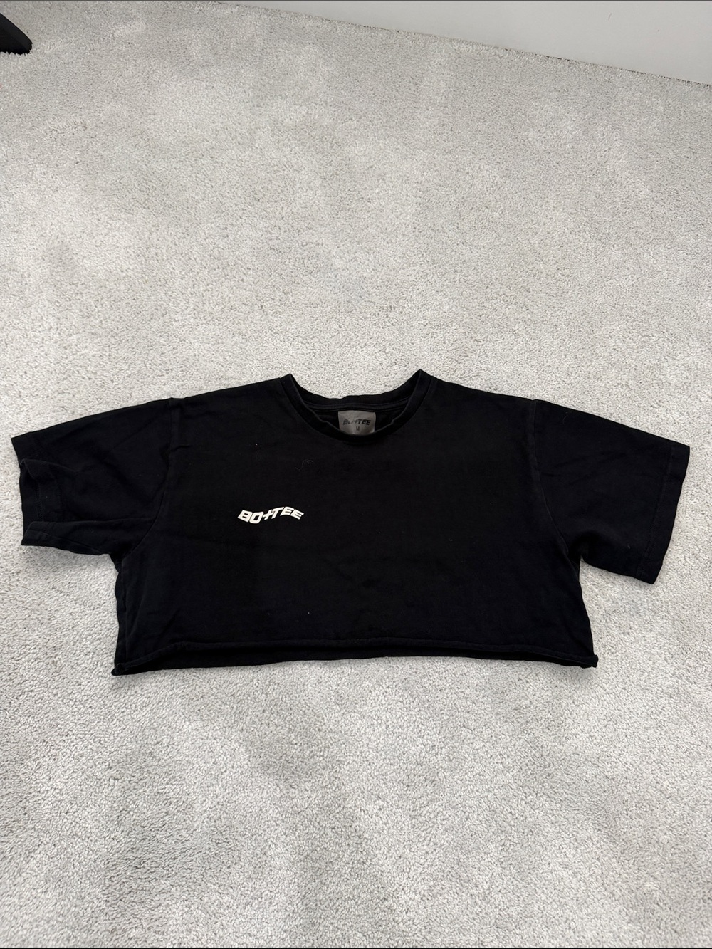 Black Cropped Tee with Small Logo